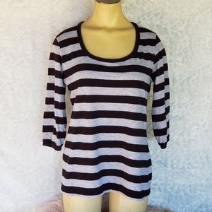 Gray and Black Striped Top